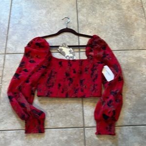 NWT Red and black crop top. Black and red. Size medium. bOG collective